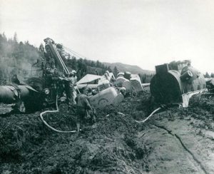 Trans Mountain Wrapping and coating crew near Yellowhead Pass Alberta