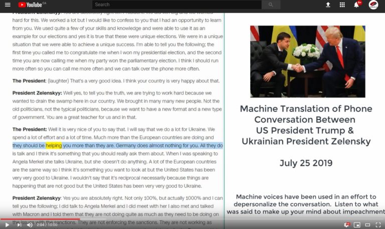 Zelensky Trump audio and text of conversation impeachment