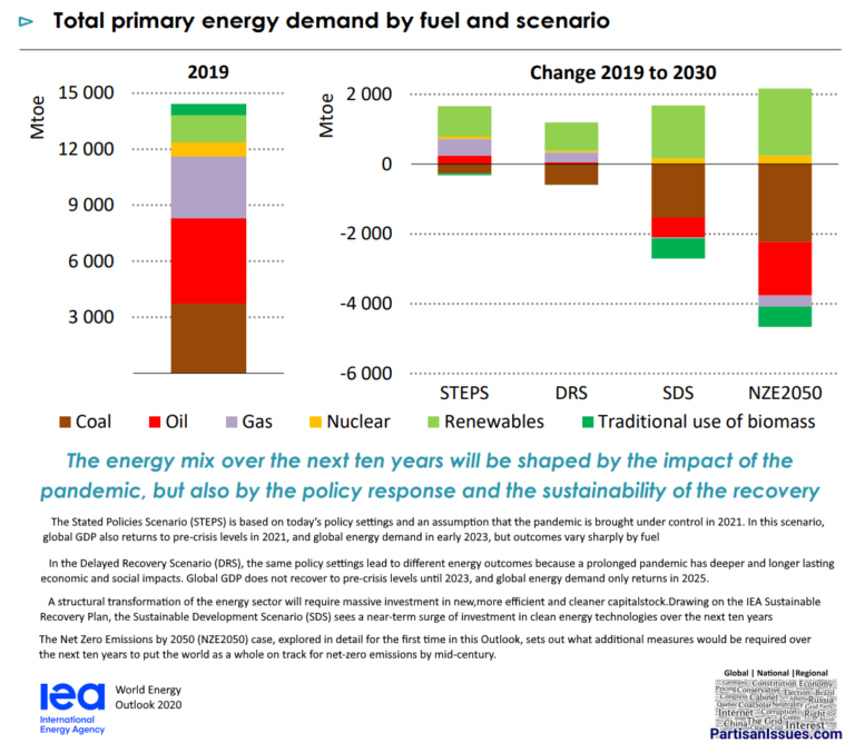 IEA Outlook 2020 Energy Demand by Fuel Type 2020 - 2030